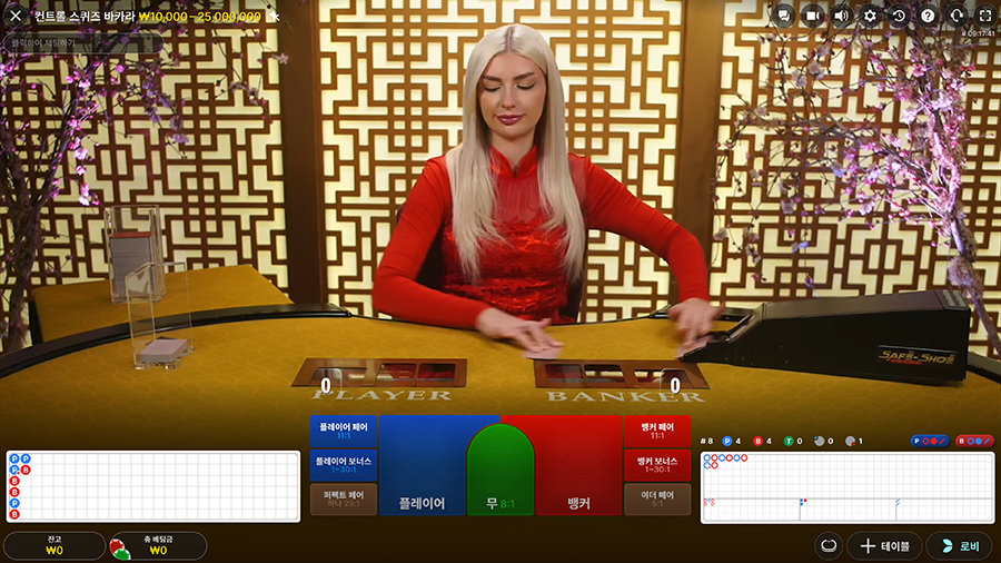 컨트롤 스퀴즈 바카라 게임 화면