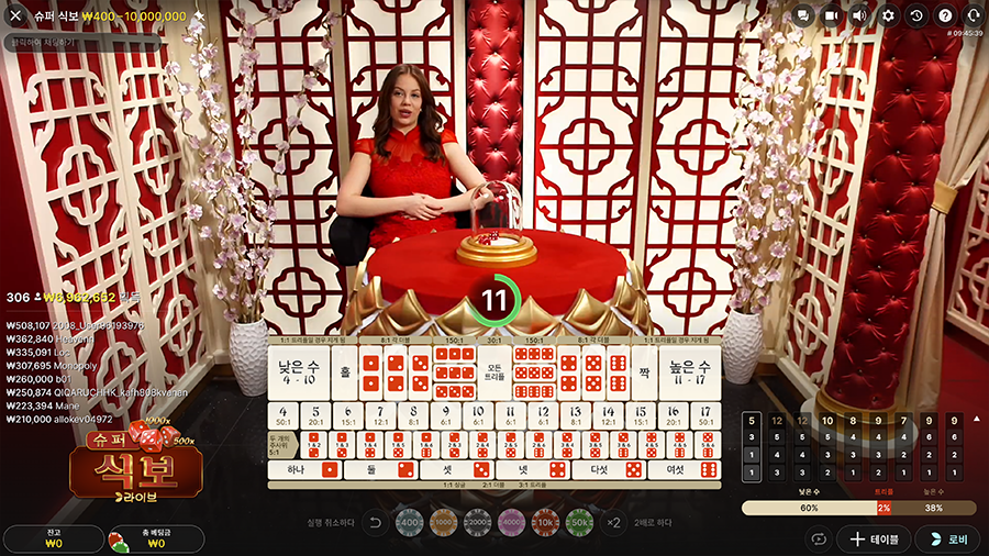 슈퍼 식보 게임 화면