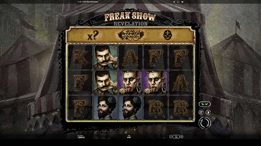 프릭 쇼 레벌레이션 슬롯 게임 화면